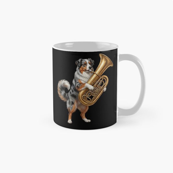Item preview, Australian Shepherd Playing Tuba Player Tubaist Dog Lover designed and sold by DoodleTortle.