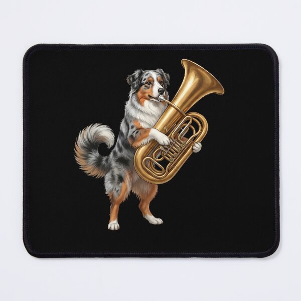 Item preview, Australian Shepherd Playing Tuba Player Tubaist Dog Lover designed and sold by DoodleTortle.