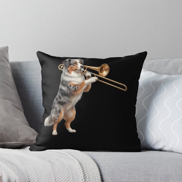 Item preview, Australian Shepherd Playing Trombone Player Trombonist Dog Lover designed and sold by DoodleTortle.