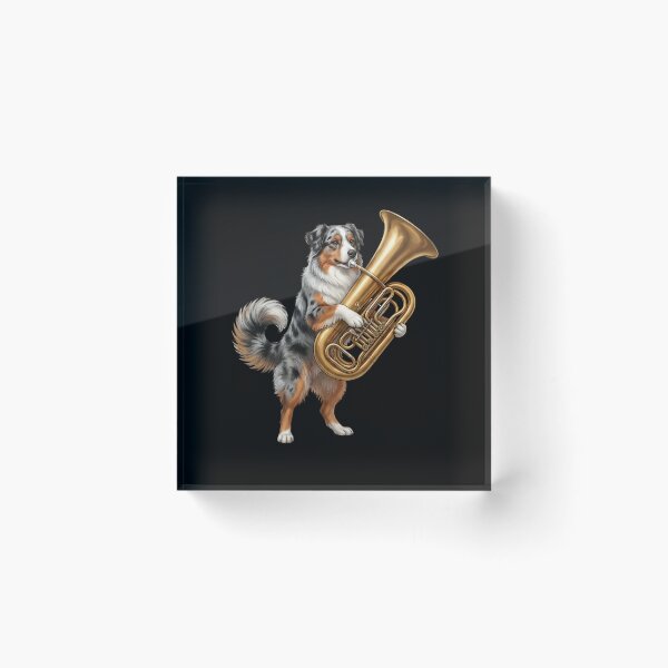Item preview, Australian Shepherd Playing Tuba Player Tubaist Dog Lover designed and sold by DoodleTortle.