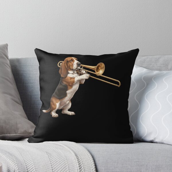 Item preview, Basset Hound Playing Trombone Player Trombonist Dog Lover designed and sold by DoodleTortle.