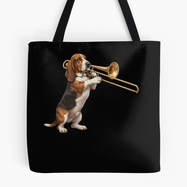 Item preview, Basset Hound Playing Trombone Player Trombonist Dog Lover designed and sold by DoodleTortle.