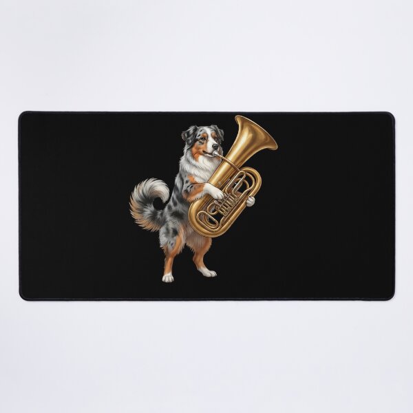 Item preview, Australian Shepherd Playing Tuba Player Tubaist Dog Lover designed and sold by DoodleTortle.
