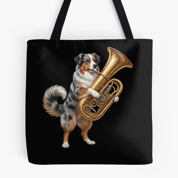 Item preview, Australian Shepherd Playing Tuba Player Tubaist Dog Lover designed and sold by DoodleTortle.