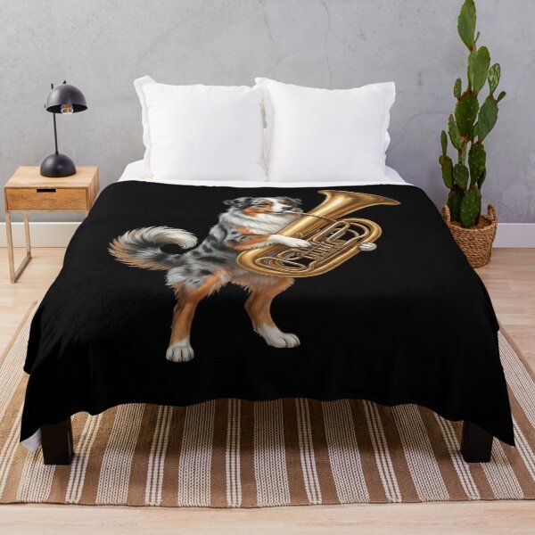 Item preview, Australian Shepherd Playing Tuba Player Tubaist Dog Lover designed and sold by DoodleTortle.