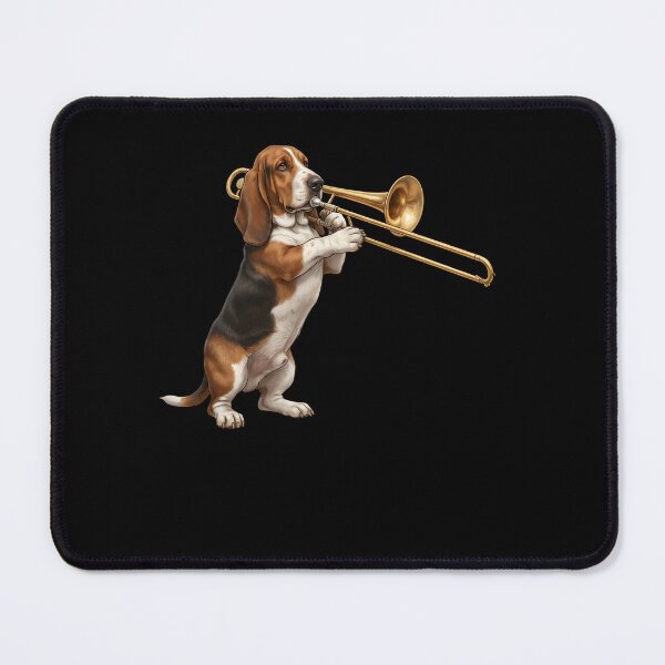 Item preview, Basset Hound Playing Trombone Player Trombonist Dog Lover designed and sold by DoodleTortle.