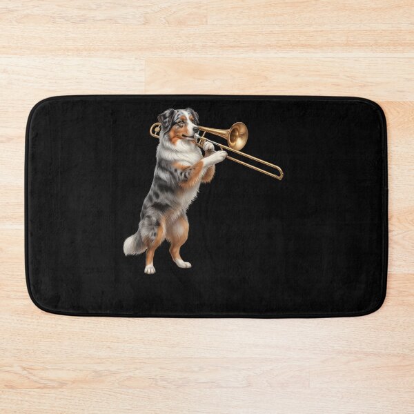 Item preview, Australian Shepherd Playing Trombone Player Trombonist Dog Lover designed and sold by DoodleTortle.