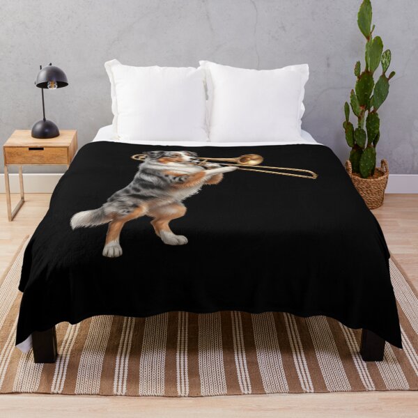 Item preview, Australian Shepherd Playing Trombone Player Trombonist Dog Lover designed and sold by DoodleTortle.
