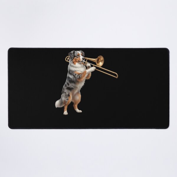 Item preview, Australian Shepherd Playing Trombone Player Trombonist Dog Lover designed and sold by DoodleTortle.