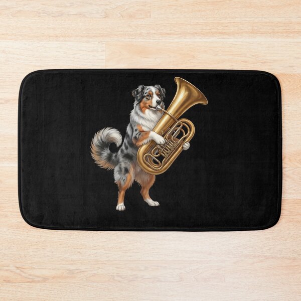 Item preview, Australian Shepherd Playing Tuba Player Tubaist Dog Lover designed and sold by DoodleTortle.