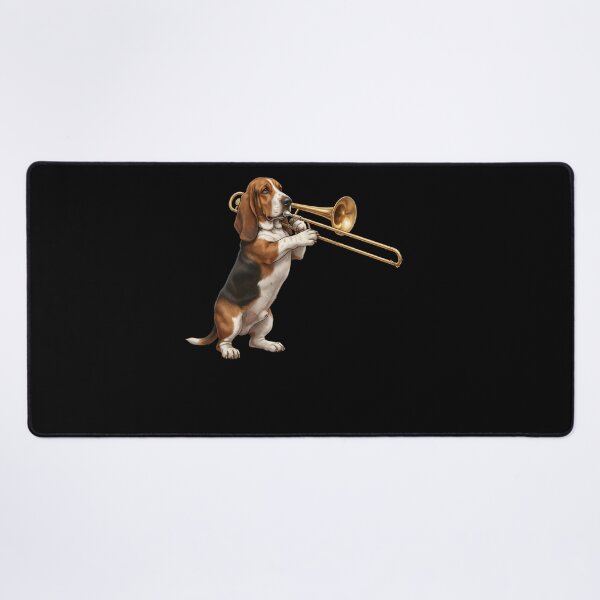 Item preview, Basset Hound Playing Trombone Player Trombonist Dog Lover designed and sold by DoodleTortle.