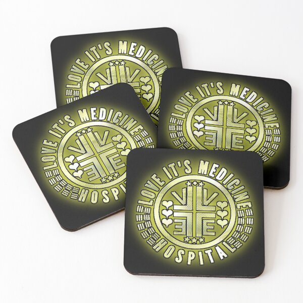 Item preview, Golden LOVE IT'S MEDICINE HOSPITAL logo. designed and sold by Giulivo Store Graphic.