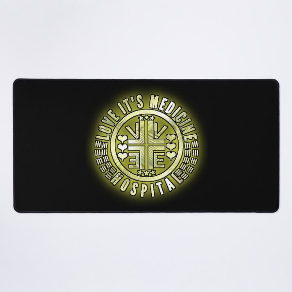 Item preview, Golden LOVE IT'S MEDICINE HOSPITAL logo. designed and sold by Giulivo Store Graphic.