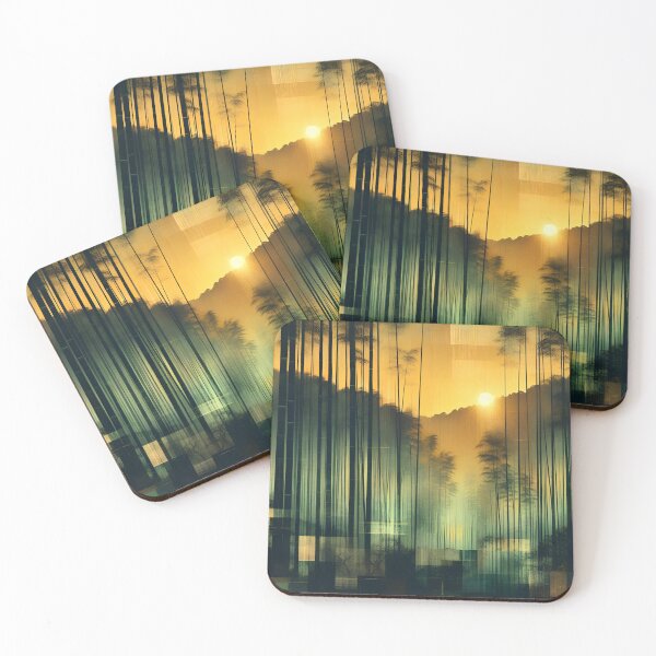 Item preview, Emerald Dawn at Arashiyama | Kyoto Bamboo Sunrise designed and sold by Stoneflower-Art.