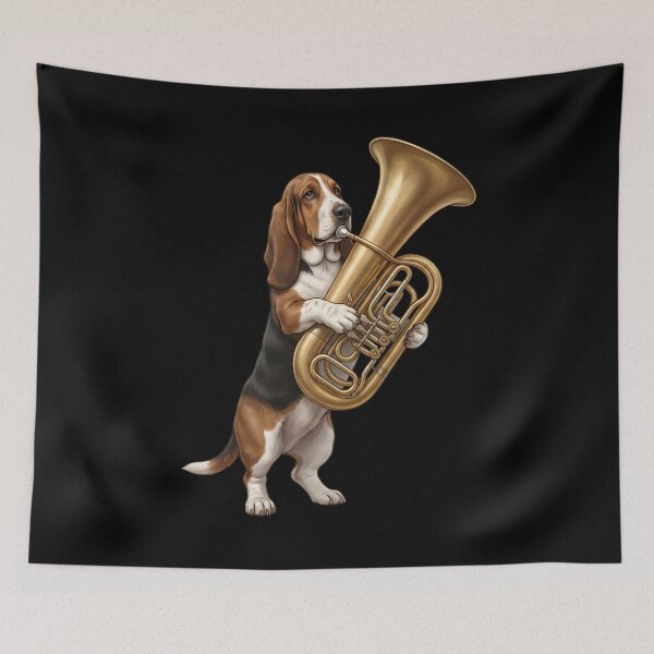 Item preview, Basset Hound Playing Tuba Player Tubaist Dog Lover designed and sold by DoodleTortle.