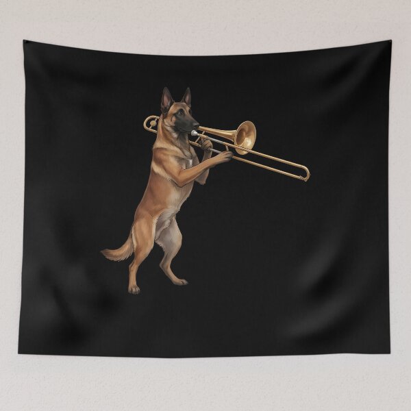Item preview, Belgian Malinois Playing Trombone Player Trombonist Dog Lover designed and sold by DoodleTortle.