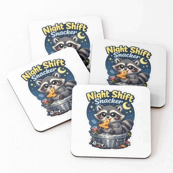 Item preview, Cute Raccoon Night Shift Snacker Sticker – Funny Midnight Snack Cartoon designed and sold by Trigart-art.