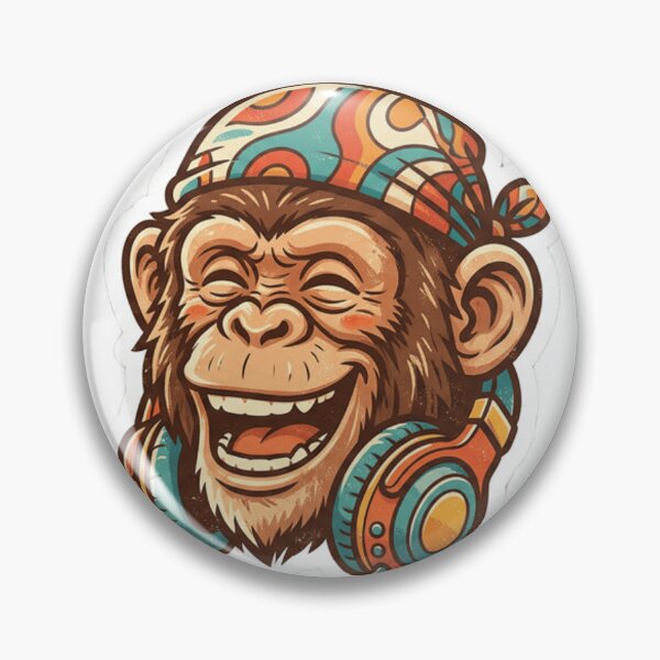 Item preview, Funny DJ Monkey Head Retro Happy Chimp Portrait designed and sold by zakman02.