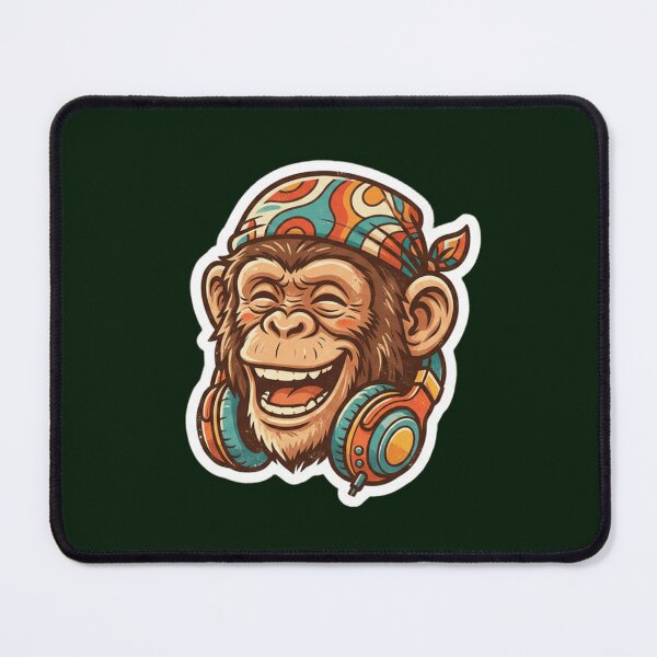 Item preview, Funny DJ Monkey Head Retro Happy Chimp Portrait designed and sold by zakman02.