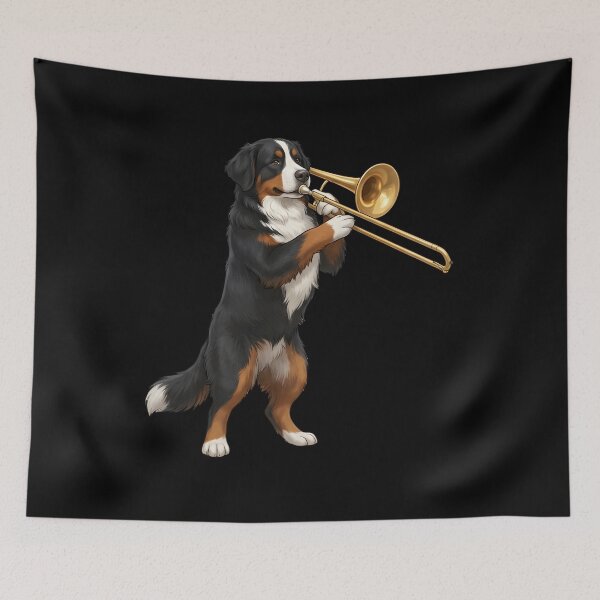 Item preview, Bernese Mountain Dog Playing Trombone Player Trombonist Dog Lover designed and sold by DoodleTortle.