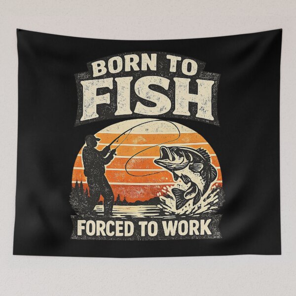 Item preview, Born to fish, forced to work designed and sold by StrawDesign.
