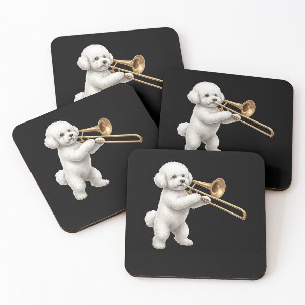 Item preview, Bichon Frise Playing Trombone Player Trombonist Dog Lover designed and sold by DoodleTortle.