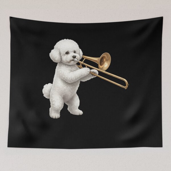 Item preview, Bichon Frise Playing Trombone Player Trombonist Dog Lover designed and sold by DoodleTortle.