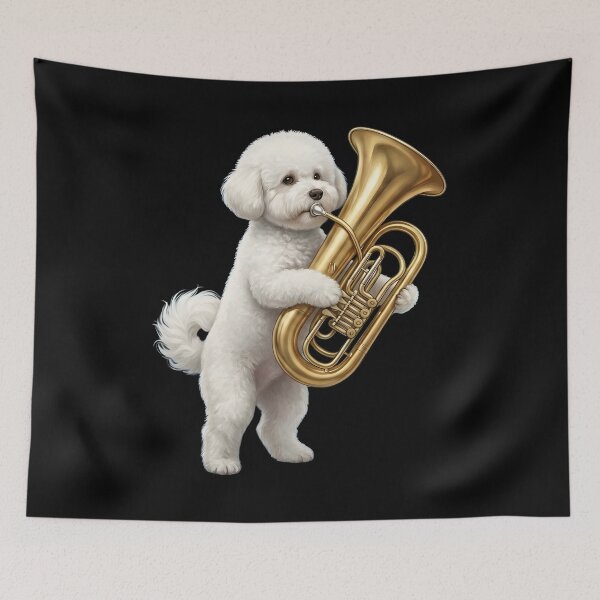 Item preview, Bichon Frise Playing Tuba Player Tubaist Dog Lover designed and sold by DoodleTortle.