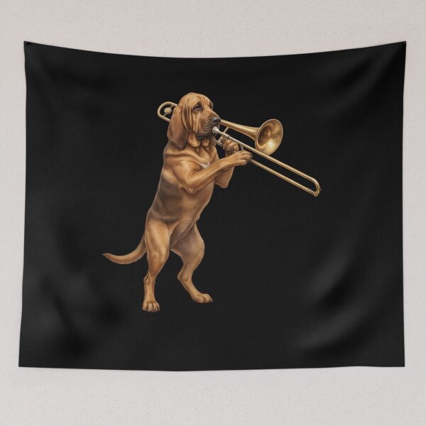 Item preview, Bloodhound Playing Trombone Player Trombonist Dog Lover designed and sold by DoodleTortle.