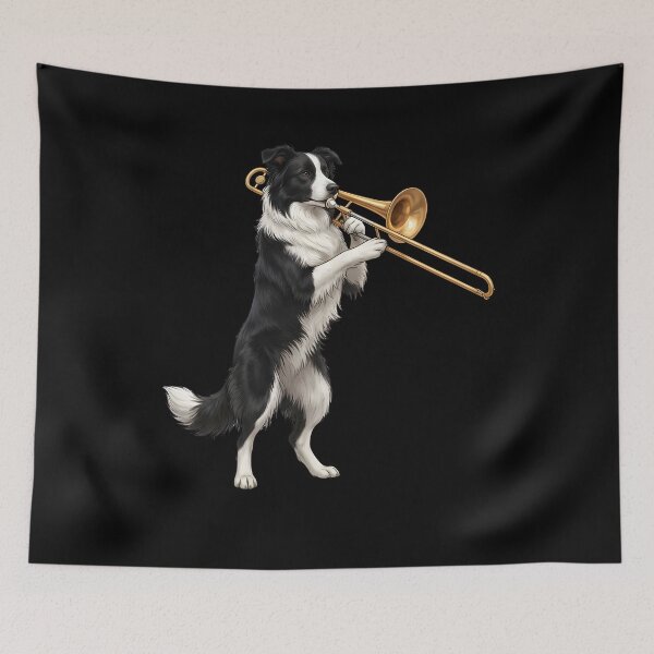 Item preview, Border Collie Playing Trombone Player Trombonist Dog Lover designed and sold by DoodleTortle.