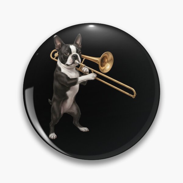 Item preview, Boston Terrier Playing Trombone Player Trombonist Dog Lover designed and sold by DoodleTortle.