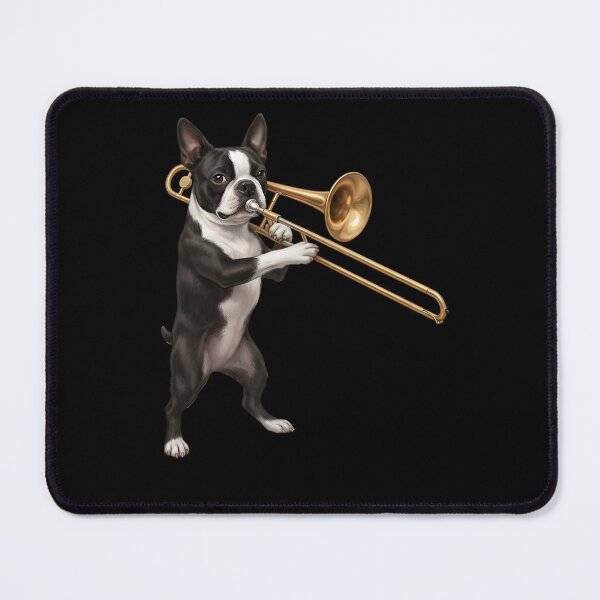 Item preview, Boston Terrier Playing Trombone Player Trombonist Dog Lover designed and sold by DoodleTortle.