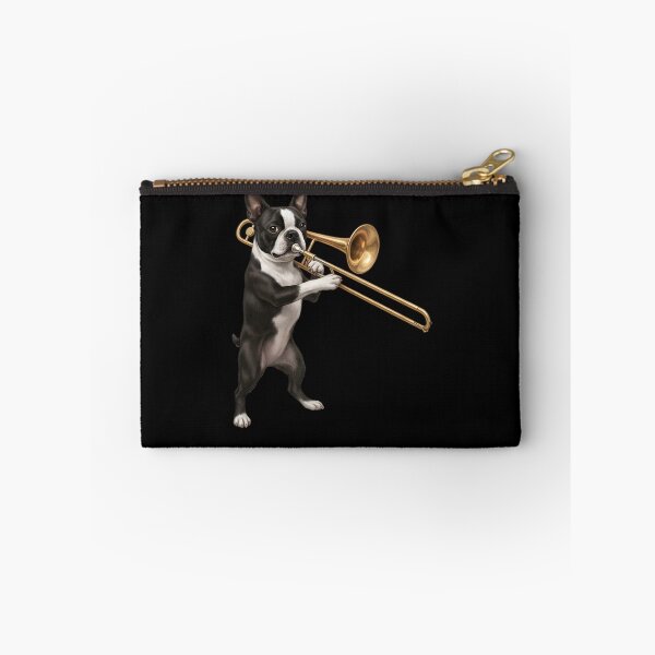 Item preview, Boston Terrier Playing Trombone Player Trombonist Dog Lover designed and sold by DoodleTortle.