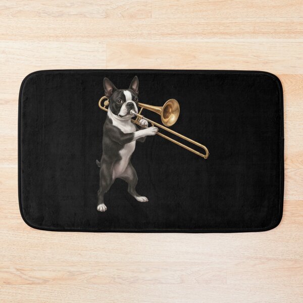 Item preview, Boston Terrier Playing Trombone Player Trombonist Dog Lover designed and sold by DoodleTortle.