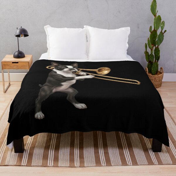 Item preview, Boston Terrier Playing Trombone Player Trombonist Dog Lover designed and sold by DoodleTortle.