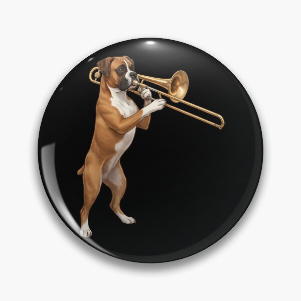 Item preview, Boxer Dog Playing Trombone Player Trombonist Dog Lover designed and sold by DoodleTortle.
