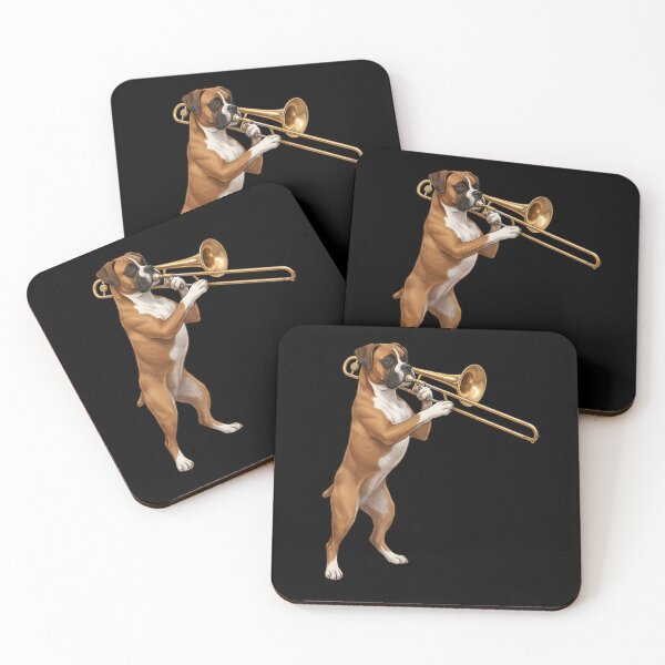 Item preview, Boxer Dog Playing Trombone Player Trombonist Dog Lover designed and sold by DoodleTortle.
