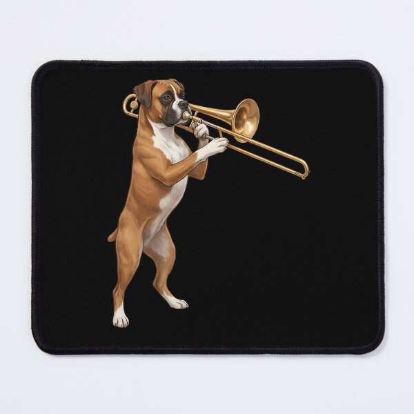 Item preview, Boxer Dog Playing Trombone Player Trombonist Dog Lover designed and sold by DoodleTortle.