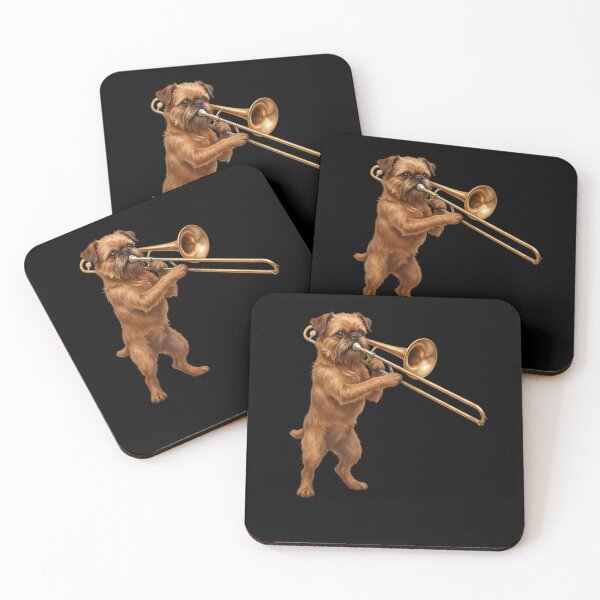 Item preview, Brussels Griffon Playing Trombone Player Trombonist Dog Lover designed and sold by DoodleTortle.