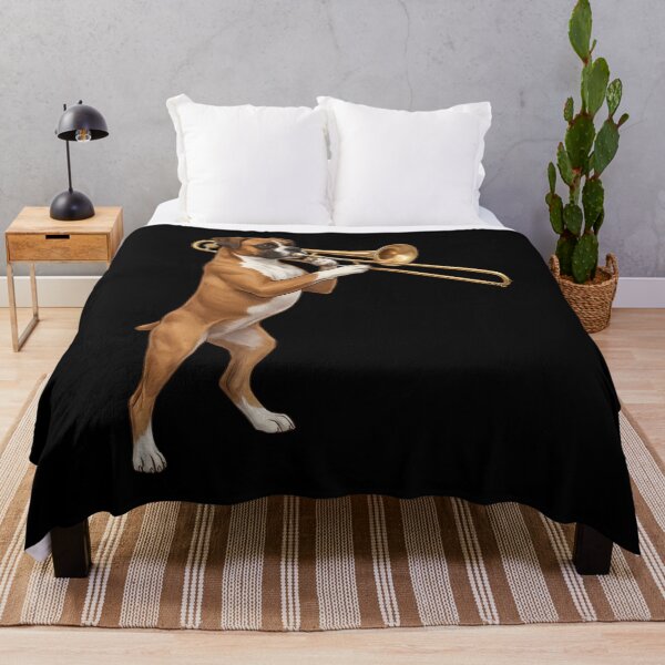 Item preview, Boxer Dog Playing Trombone Player Trombonist Dog Lover designed and sold by DoodleTortle.