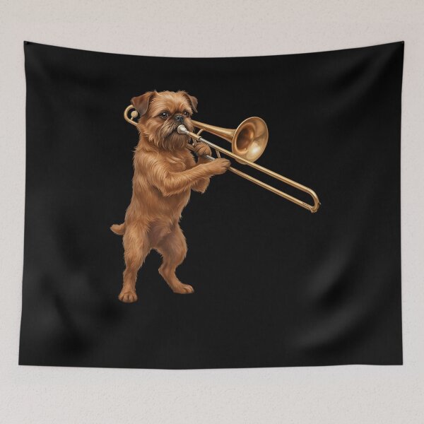 Item preview, Brussels Griffon Playing Trombone Player Trombonist Dog Lover designed and sold by DoodleTortle.