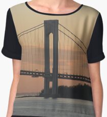 #bridge, #architecture, #water, #city, #usa, #california, #WerrazanoNarrowsBridge, #suspension, #river, #sky, #bay, #landmark Chiffon Top