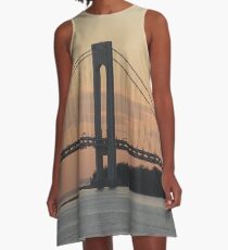 #bridge, #architecture, #water, #city, #usa, #california, #WerrazanoNarrowsBridge, #suspension, #river, #sky, #bay, #landmark A-Line Dress