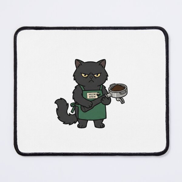 Item preview, Grumpy Black Cat Barista Espresso Illustration designed and sold by Kvarny.