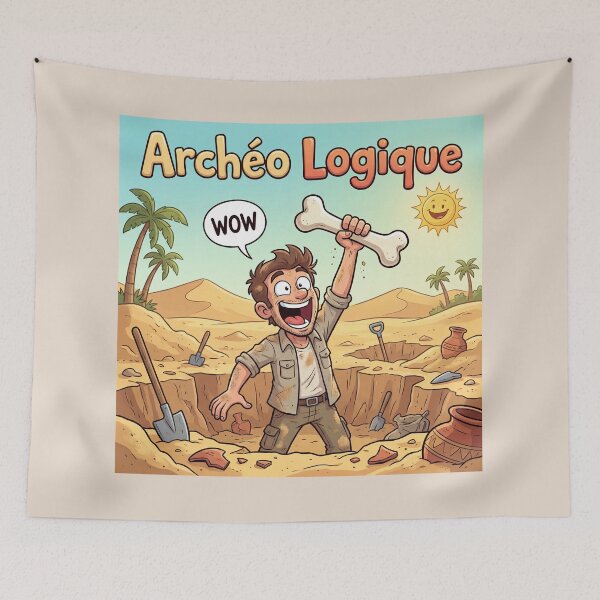 Item preview, Archaeological Logic – Archaeologist Excavating and Discovering a Bone (Archaeological Humor) designed and sold by WordPlayStudio.