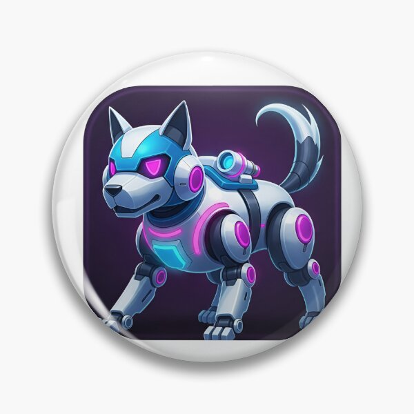Item preview, Cybernetic enhancements on a wolf's body, neon pink accents, in a cityscape at dusk designed and sold by VerizalShop.