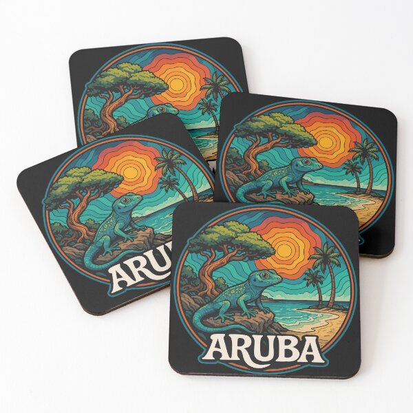 Item preview, Aruba Caribbean Island Gecko Trippy Art Travel designed and sold by TomFrontierArt.