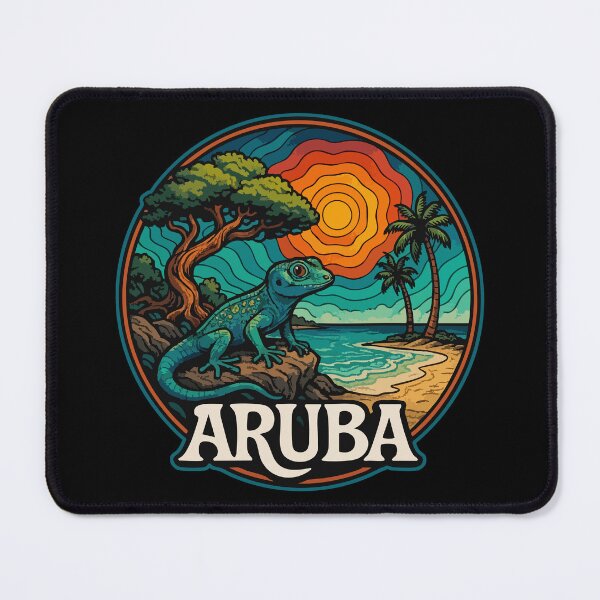 Item preview, Aruba Caribbean Island Gecko Trippy Art Travel designed and sold by TomFrontierArt.