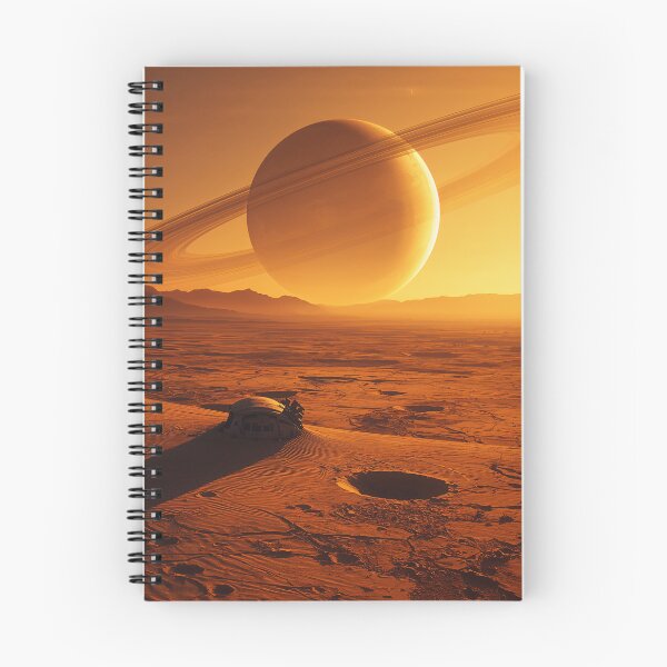 Item preview, Ringed Planet Alien Desert Abandoned Spacecraft Space Art designed and sold by Kynura.
