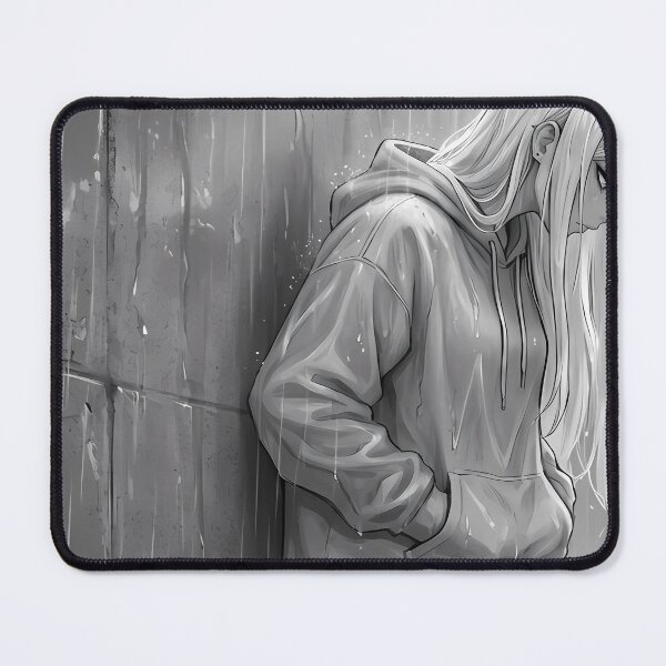 Item preview, Anime Girl in Rain, Monochrome designed and sold by DeBrainstore.